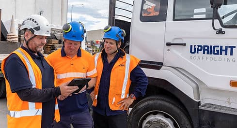 Upright Scaffolding team reviewing project requirements
